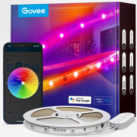 Govee RGBIC Wi-Fi + Bluetooth LED Strip Lights With Protective Coating Striscia LED intelligente Wi-Fi Bluetooth