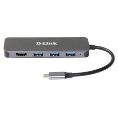 D-Link DUB-2333 Cablato USB tipo-C Grigio
