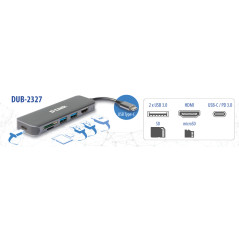 D-Link DUB-2327 Cablato USB tipo-C Grigio