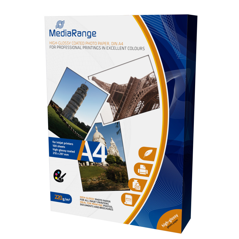 MediaRange MRINK103 carta fotografica A4 Bianco Molto lucida