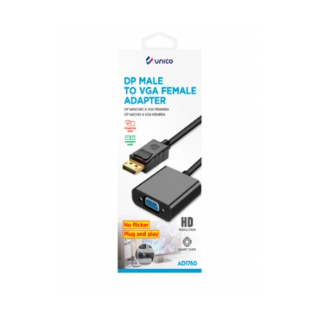 ADAPTADOR UNICO DISPLAYPORT A VGA M/H