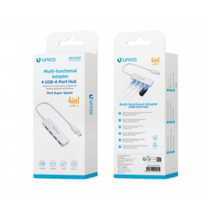 ADAPTADOR UNICO USB-A A 4 USB-A WHITE
