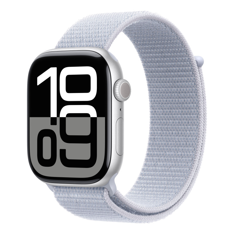 Apple Watch Series 10 Serie 10 GPS 46mm Cassa in Alluminio Color Argento con Blu tempesta Sport Loop
