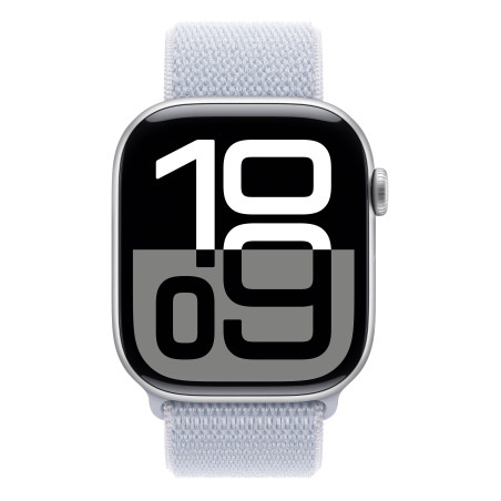 Apple Watch Series 10 Serie 10 GPS 46mm Cassa in Alluminio Color Argento con Blu tempesta Sport Loop