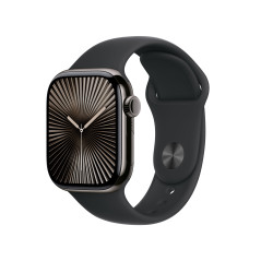 Apple Watch Series 10 Serie 10 GPS + Cellular 42mm Cassa in Titanio color Ardesia con Nero Sport Band - S M