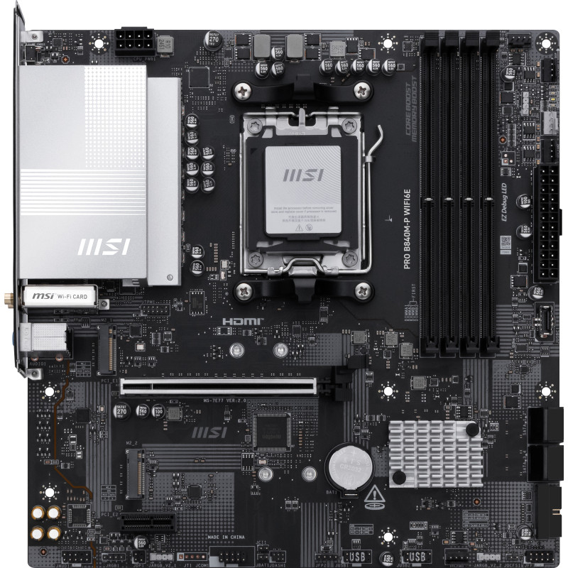 MSI PRO B840M-P WIFI6E scheda madre AMD B840 Socket AM5 micro ATX MSI PRO B840M-P WIFI6E scheda madre AMD B840 Socket AM5 micro ATX