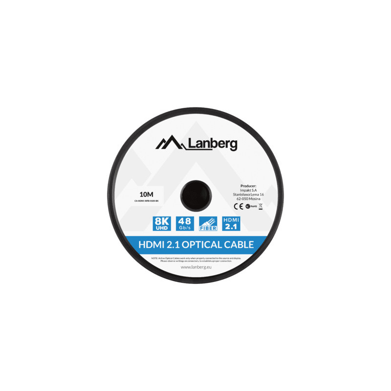 Lanberg CA-HDMI-30FB-0100-BK cavo HDMI 10 m HDMI tipo A (Standard) Nero Lanberg CA-HDMI-30FB-0100-BK cavo HDMI 10 m HDMI tipo A (Standard) Nero