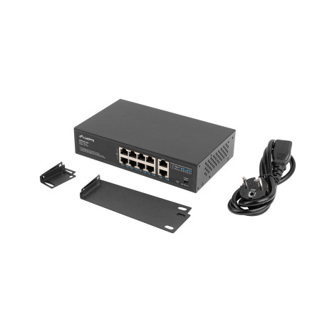 Lanberg RSFE-8P-2GE-120 switch di rete Non gestito Gigabit Ethernet (10/100/1000) Supporto Power over Ethernet (PoE) 1U Nero