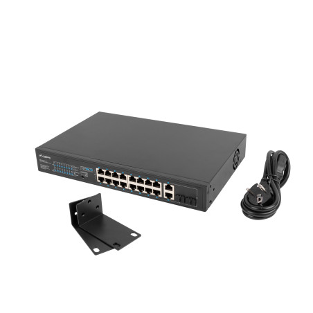 Lanberg RSFE-16P-2C-150 switch di rete Non gestito Gigabit Ethernet (10/100/1000) Supporto Power over Ethernet (PoE) 1U Nero