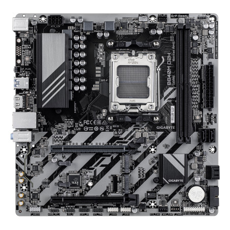 GIGABYTE B840M D2H Scheda madre - CPU AMD Ryzen 9000, VRM a 5+2+2 fasi, fino a 7600 MHz DDR5, 1xPCIe 4.0 + 1xPCIe 3.0 M.2, LAN