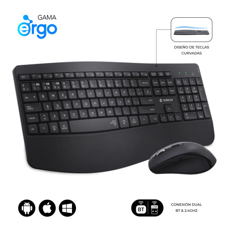 SUBBLIM SUBKBC-DCOPW2 tastiera Mouse incluso Casa ufficio RF senza fili + Bluetooth QWERTY Spagnolo Nero