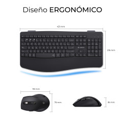SUBBLIM SUBKBC-DCOPW2 tastiera Mouse incluso Casa ufficio RF senza fili + Bluetooth QWERTY Spagnolo Nero
