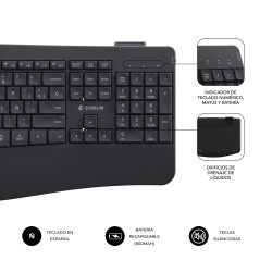 SUBBLIM SUBKBC-DCOPW2 tastiera Mouse incluso Casa ufficio RF senza fili + Bluetooth QWERTY Spagnolo Nero