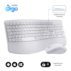 SUBBLIM SUBKBC-DCOPW1 tastiera Mouse incluso Casa ufficio RF senza fili + Bluetooth QWERTY Spagnolo Bianco