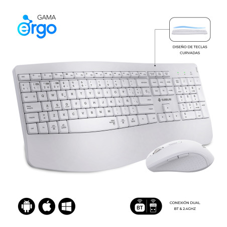 SUBBLIM SUBKBC-DCOPW1 tastiera Mouse incluso Casa ufficio RF senza fili + Bluetooth QWERTY Spagnolo Bianco