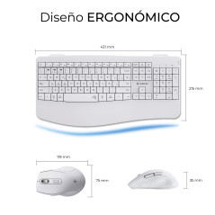 SUBBLIM SUBKBC-DCOPW1 tastiera Mouse incluso Casa ufficio RF senza fili + Bluetooth QWERTY Spagnolo Bianco