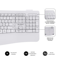 SUBBLIM SUBKBC-DCOPW1 tastiera Mouse incluso Casa ufficio RF senza fili + Bluetooth QWERTY Spagnolo Bianco