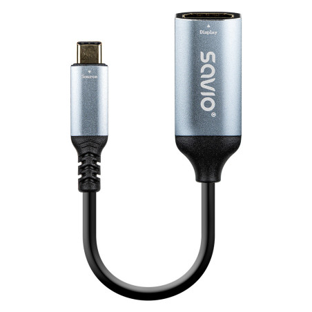 Savio AK-78 cavo e adattatore video 0,015 m USB tipo-C HDMI Nero, Argento