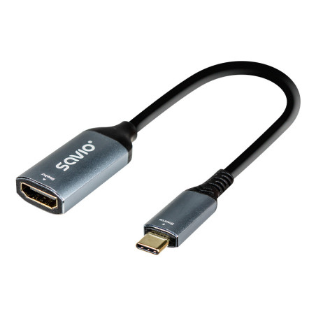 Savio AK-78 cavo e adattatore video 0,015 m USB tipo-C HDMI Nero, Argento