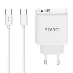 Savio LA-10 Caricabatterie per dispositivi mobili Telefono cellulare, Telefono, Universale Bianco USB Ricarica rapida