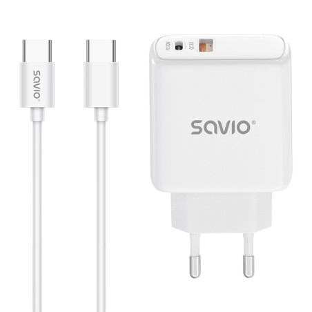 Savio LA-10 Caricabatterie per dispositivi mobili Telefono cellulare, Telefono, Universale Bianco USB Ricarica rapida