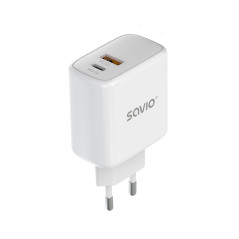 Savio LA-10 Caricabatterie per dispositivi mobili Telefono cellulare, Telefono, Universale Bianco USB Ricarica rapida
