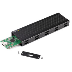 StarTech.com Enclosure USB-C a M.2 NVMe o M.2 SATA SSD 10Gbps - Case esterno portatile M.2 PCIe SATA NGFF SSD in alluminio -