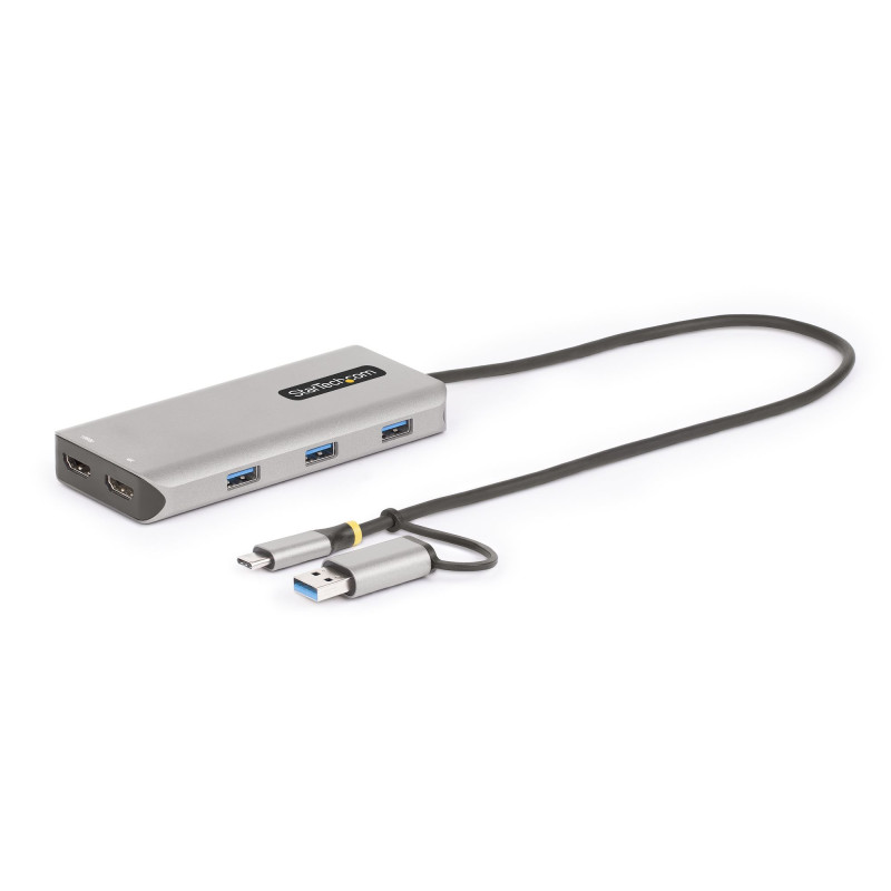 StarTech.com Adattatore multiporta USB-C con dongle USB-C a USB-A, doppio HDMI (4K30Hz/1080p60Hz), Hub USB-A 5Gbps a 3 porte,