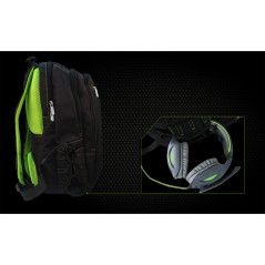 KeepOut BK7G zaino Nero, Verde Nylon