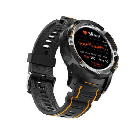 myPhone HAMMER Watch Plus 3,43 cm (1.35") AMOLED Digitale 390 x 390 Pixel Touch screen Nero, Arancione GPS (satellitare)