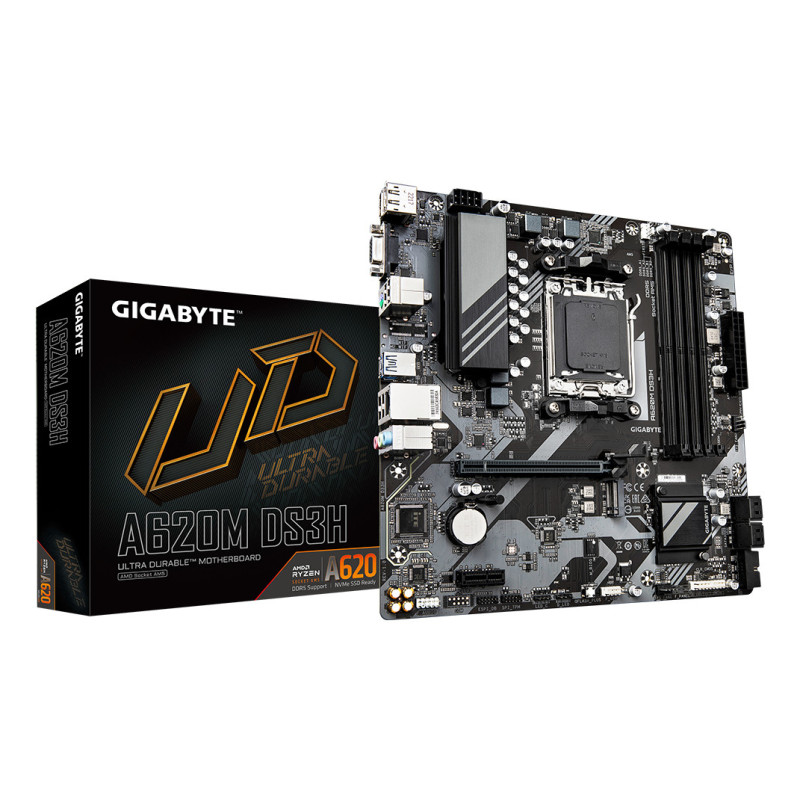 GIGABYTE A620M DS3H Scheda madre - Supporta CPU AMD Ryzen 8000, VRM digitale 5+2+2 fasi, fino a 7600MHz DDR5 (OC), 1xPCIe 4.0