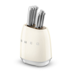 Smeg Ceppo con coltelli 50's Style - Panna LUCIDO - KBSF02CR
