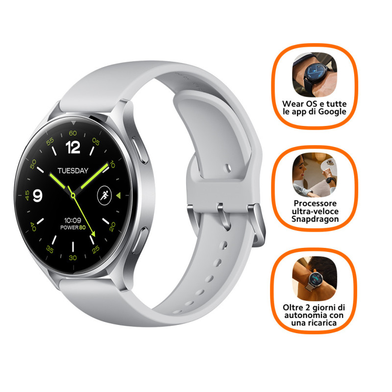 Xiaomi Watch 2 3,63 cm (1.43") AMOLED 46 mm Digitale 466 x 466 Pixel Touch screen Argento Wi-Fi GPS (satellitare) Xiaomi Watch 2 3,63 cm (1.43") AMOLED 46 mm Digitale 466 x 466 Pixel Touch screen Argento Wi-Fi GPS (satellitare)