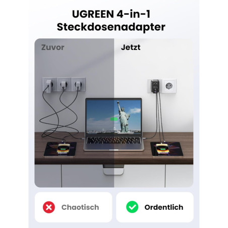 Ugreen 90613 Caricabatterie per dispositivi mobili Universale Nero AC Interno