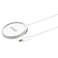 Savio LA-11 Caricabatterie per dispositivi mobili Telefono cellulare, Universale Bianco dC Carica wireless Interno