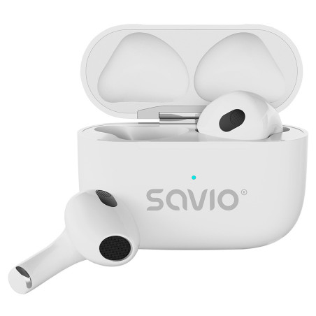 Savio TWS-01 PRO cuffia e auricolare Cuffie Wireless In-ear Musica Giornaliera Bluetooth Bianco