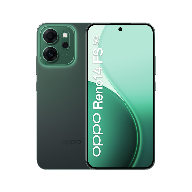 OPPO Reno14 FS 5G 16,7 cm (6.57") Doppia SIM Android 15 USB tipo-C 12 GB 512 GB 6000 mAh Verde OPPO Reno14 FS 5G 16,7 cm (6.57") Doppia SIM Android 15 USB tipo-C 12 GB 512 GB 6000 mAh Verde