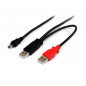 StarTech.com Cavo a doppia alimentazione per disco rigido esterno HDD a splitter Y - cavo USB A a mini B da 1,8m