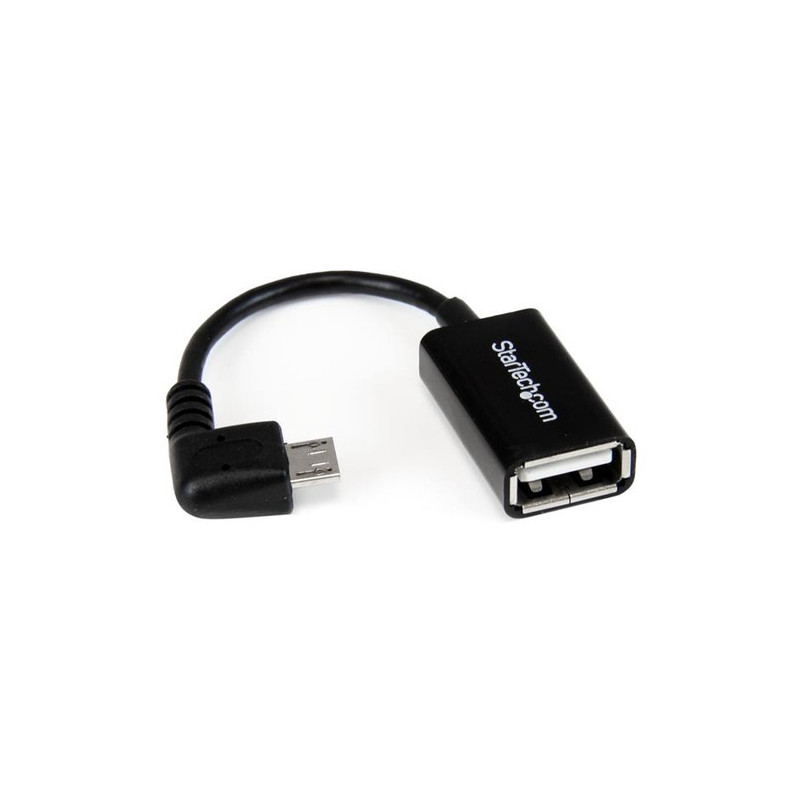 StarTech.com Cavo Adattatore micro USB a USB femmina angolato a destra OTG da viaggio 12cm M/F - Nero
