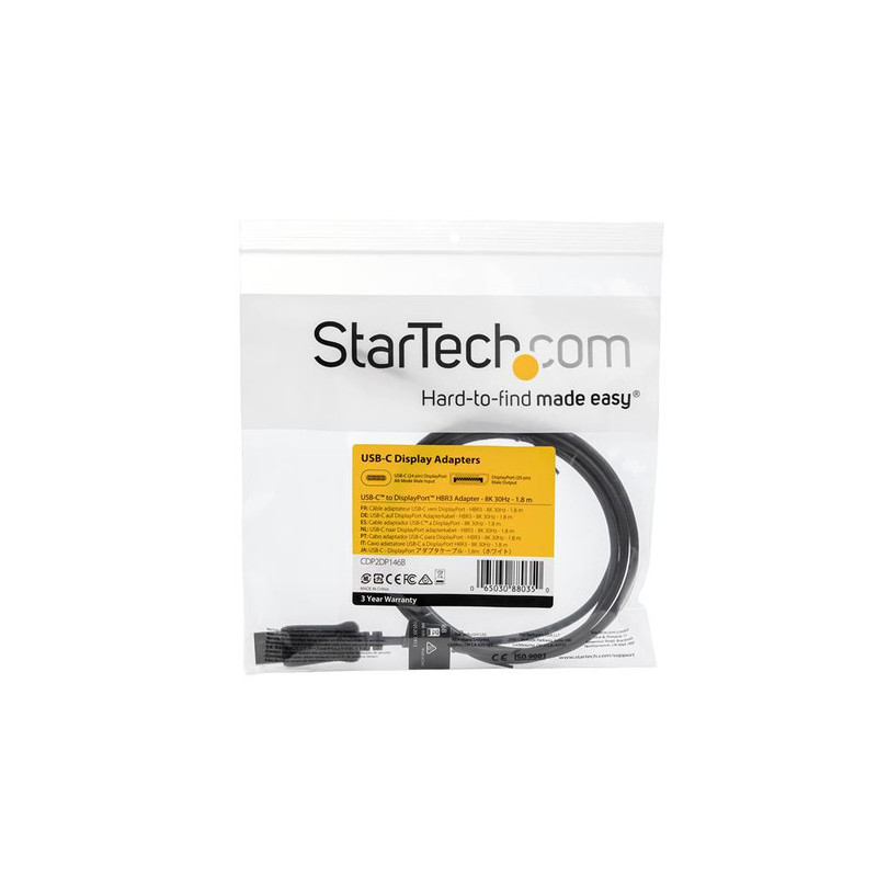 StarTech.com Cavo adattatore da USB C a DisplayPort 1.4 da 1.8m - Convertiore video USB tipo C a DP 1.4 Alt Mode - 4K/5K/8K HBR3